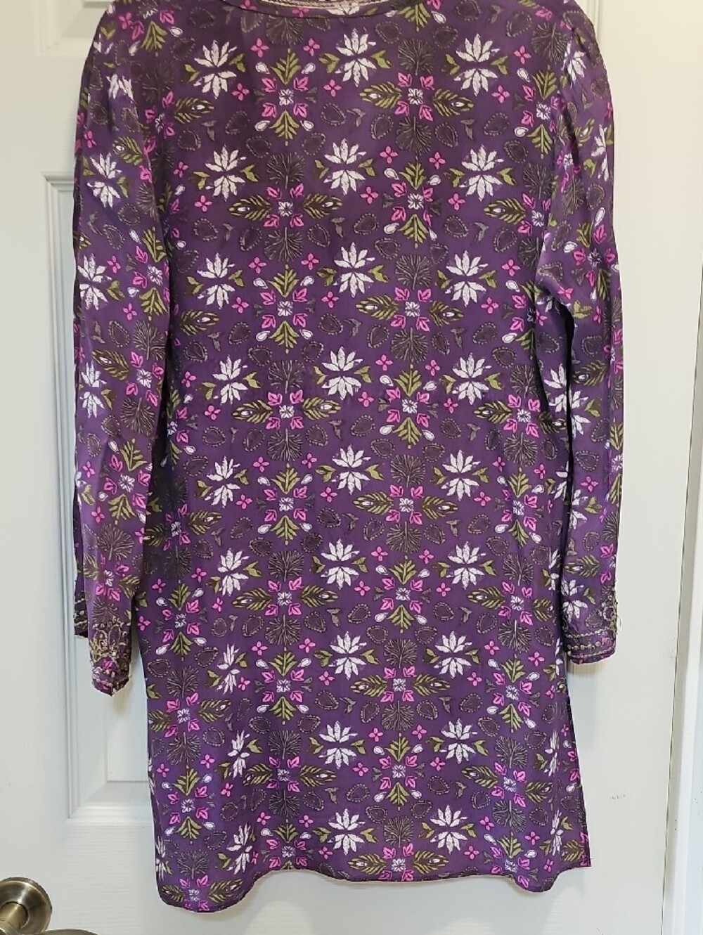 Sigrid Olsen Purple Floral Embroidered V-Neck Tunic - Picture 2 of 4